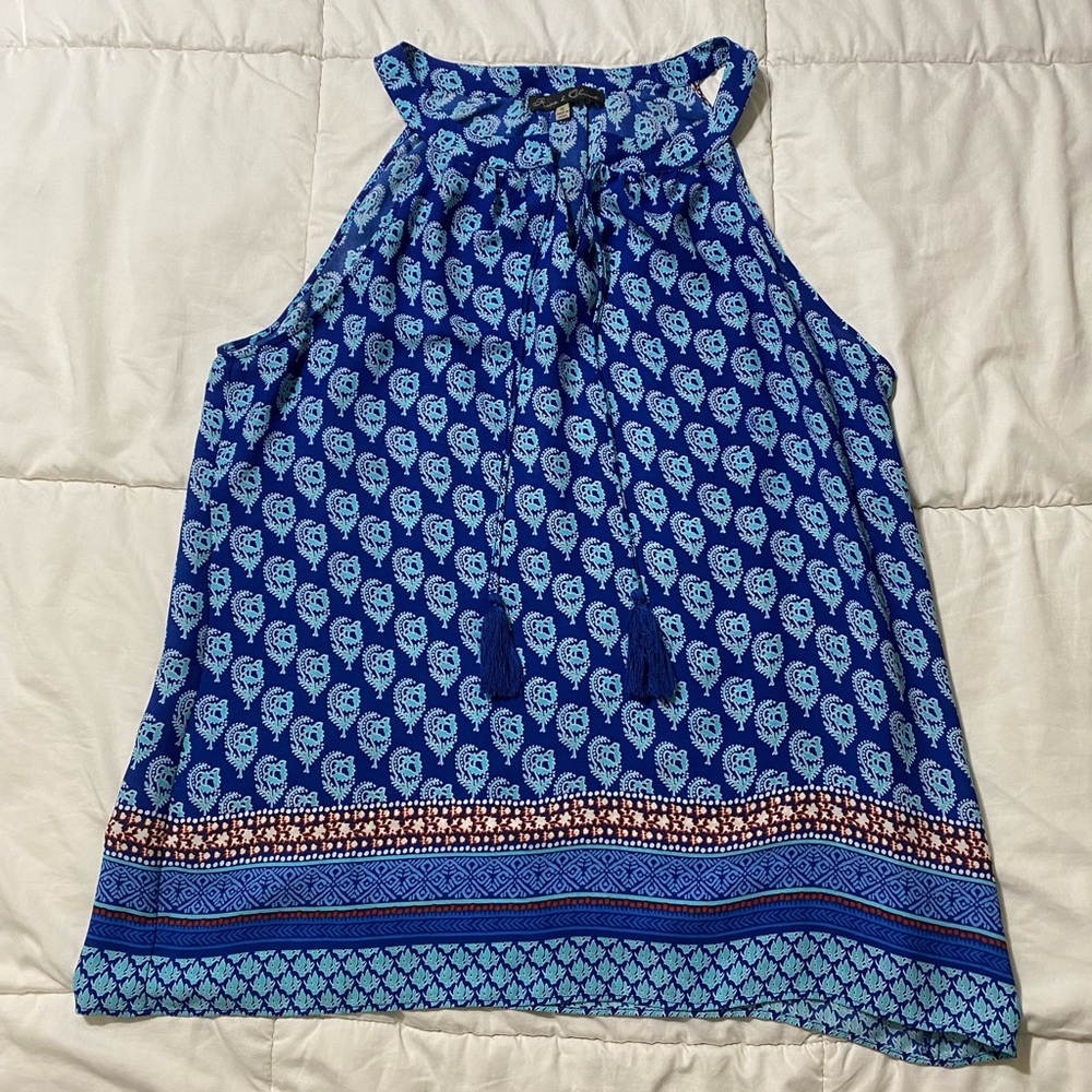Rose & Olive Blue Patterned Blouse